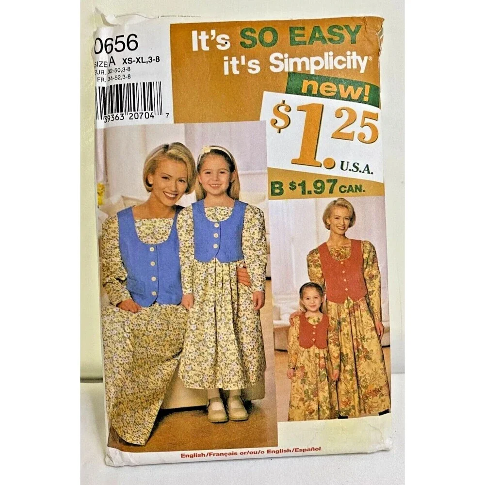 #0656 Simplicity Child's 3-8 and Misses XS-XL Dress Sewing Pattern UNCUT
